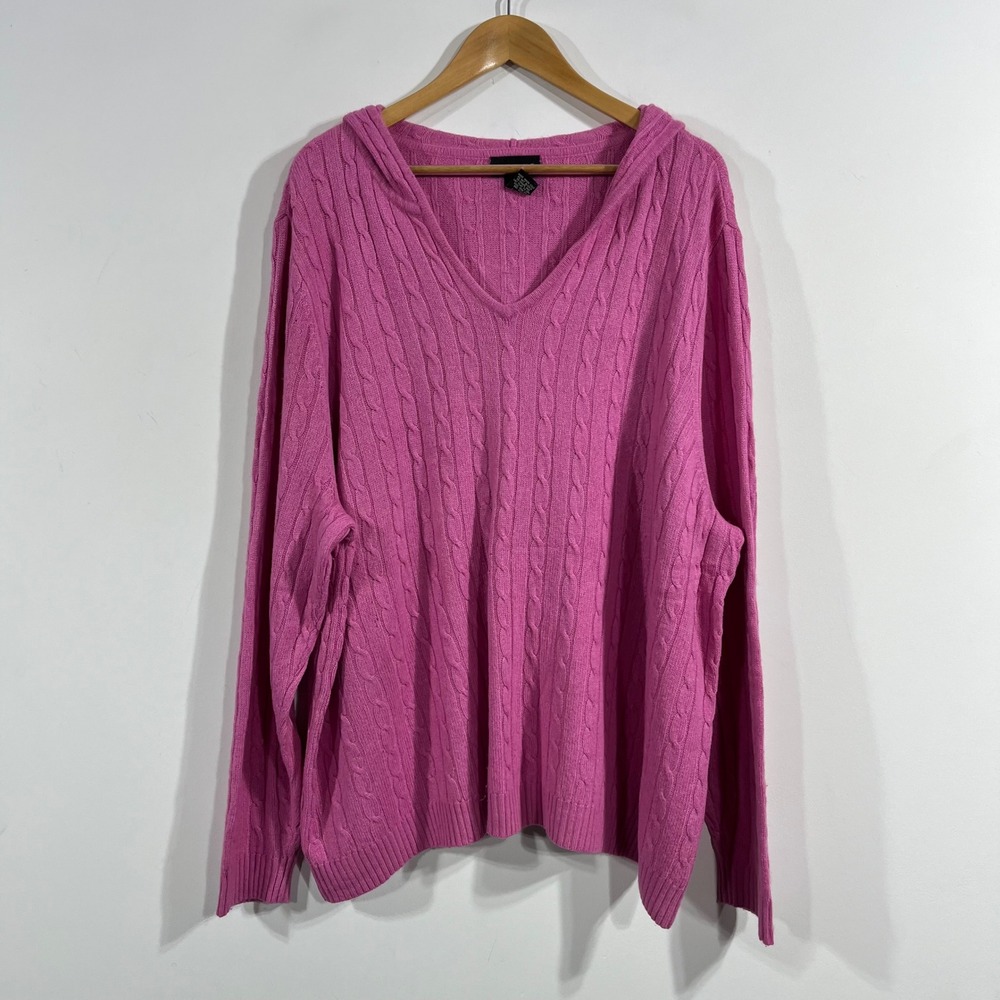 Lane Bryant Preppy Boho Cable Knit Wool Angora Cashmere Hoodie Sweater 26 28